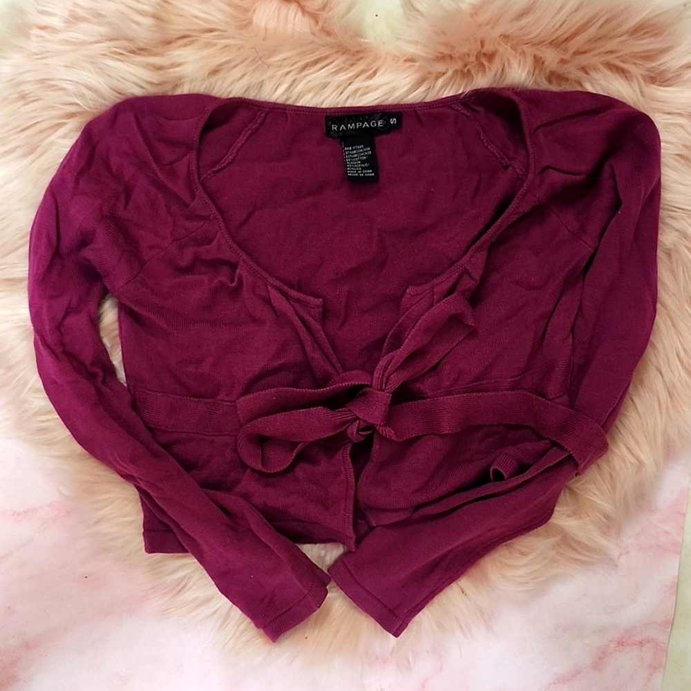 Y2K FIND!! PRE-LOVED RAMPAGE FRONT TIE KNIT SHRUG TOP-S